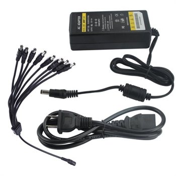 8CH AC Power Supply Adapter for CCTV CCD Security Camera 8 Port Splitter Pigtail